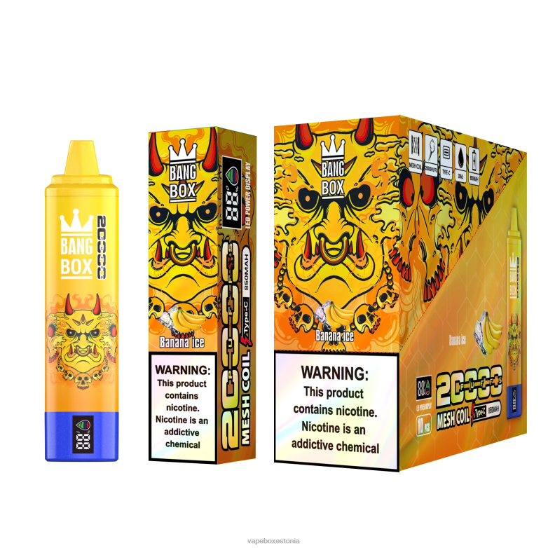 Disposable Vape Eesti - Bang Box 20000 pahviga nutiekraan 4R2L657 banaani jää
