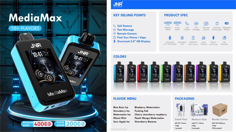 JNR MediaMax 40k pahvi 24X219 miami piparmünt vape liquid