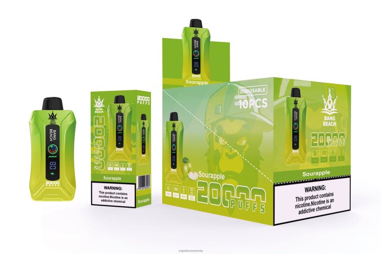 Vape Eesti - Bang Beach 20000 pahvi nutiekraaniga vape 4R2L61 hapu õun