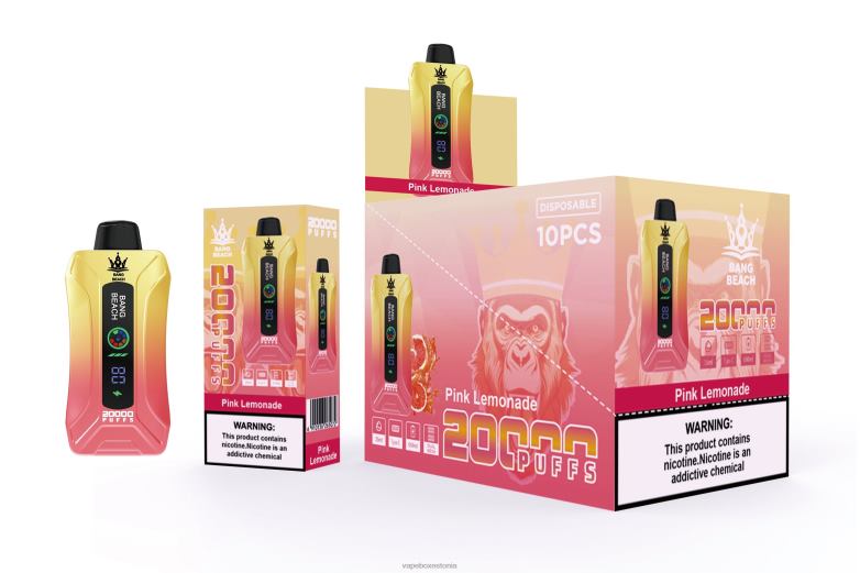 Vape Eesti - Bang Beach 20000 pahvi nutiekraaniga vape 4R2L64 roosa limonaad