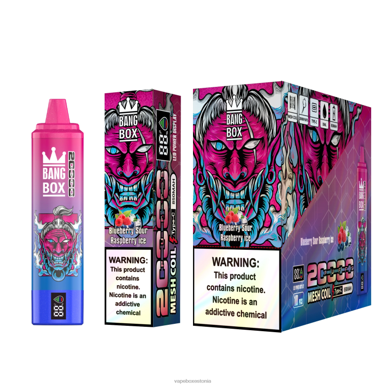 Vape Eesti - Bang Box 20000 pahviga nutiekraan 4R2L655 mustikahapu vaarikajää
