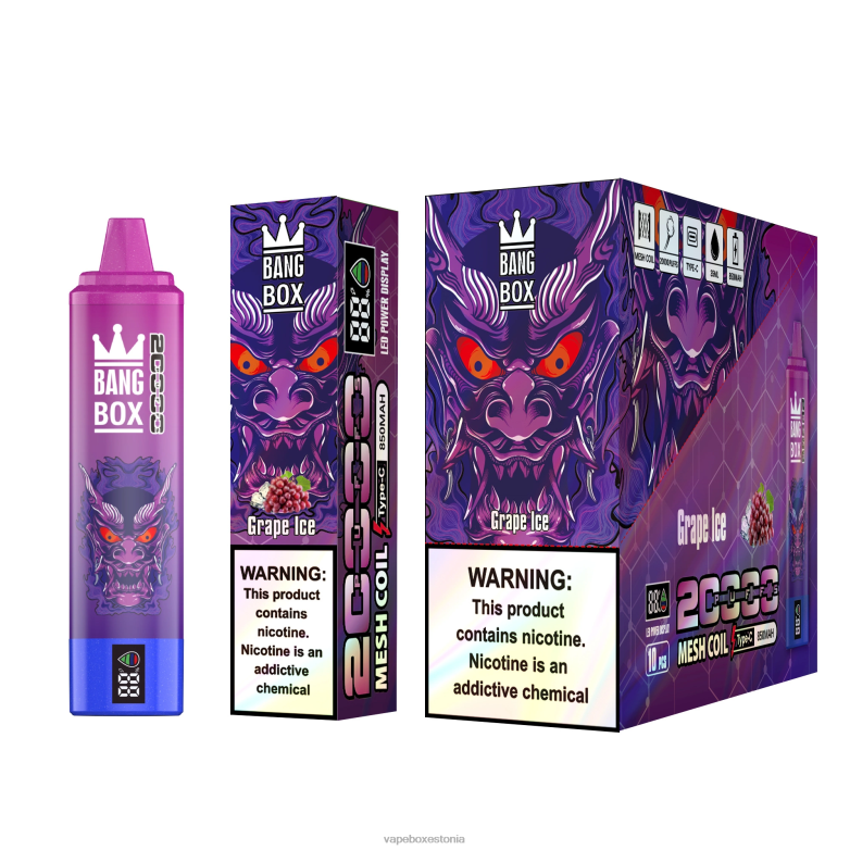 Vape Eesti - Bang Box 20000 pahviga nutiekraan 4R2L661 viinamarja jää
