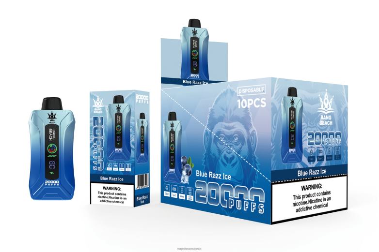 Vape Liquid - Bang Beach 20000 pahvi nutiekraaniga vape 4R2L611 sinine razz jää