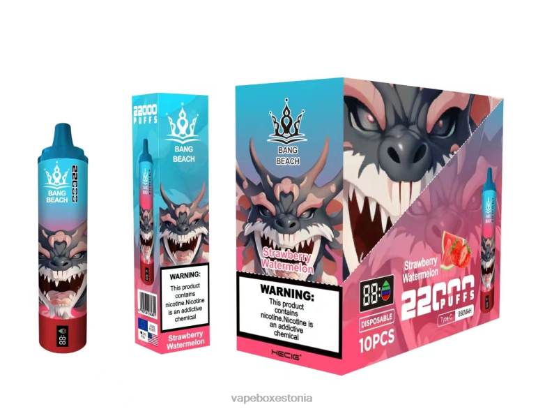 Vape Liquid - Bang Beach 22000 pahviga nutikas ekraan 4R2L623 maasikas arbuus