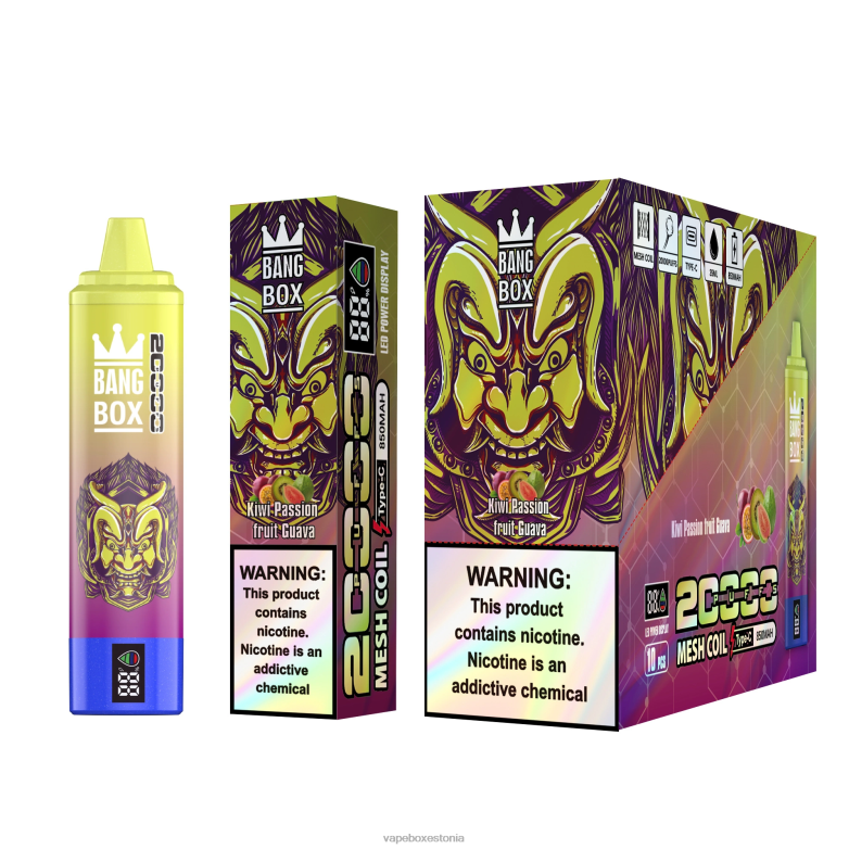 Vape Liquid - Bang Box 20000 pahviga nutiekraan 4R2L650 kiivi kannatuspuu guajaav