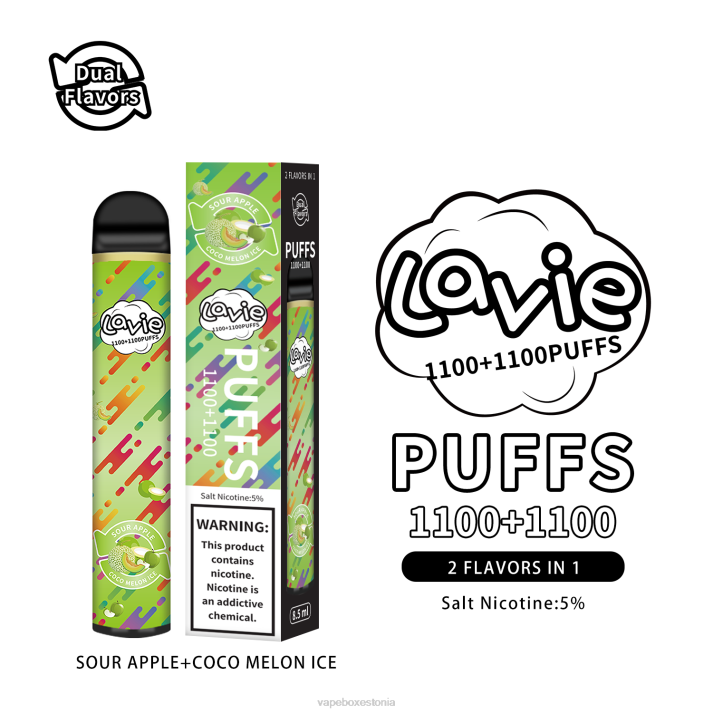 Disposable Vape Eesti - hapu õuna/kookose melonijää 82LZ297 LAVIE BAR Switch 2200 pahvi